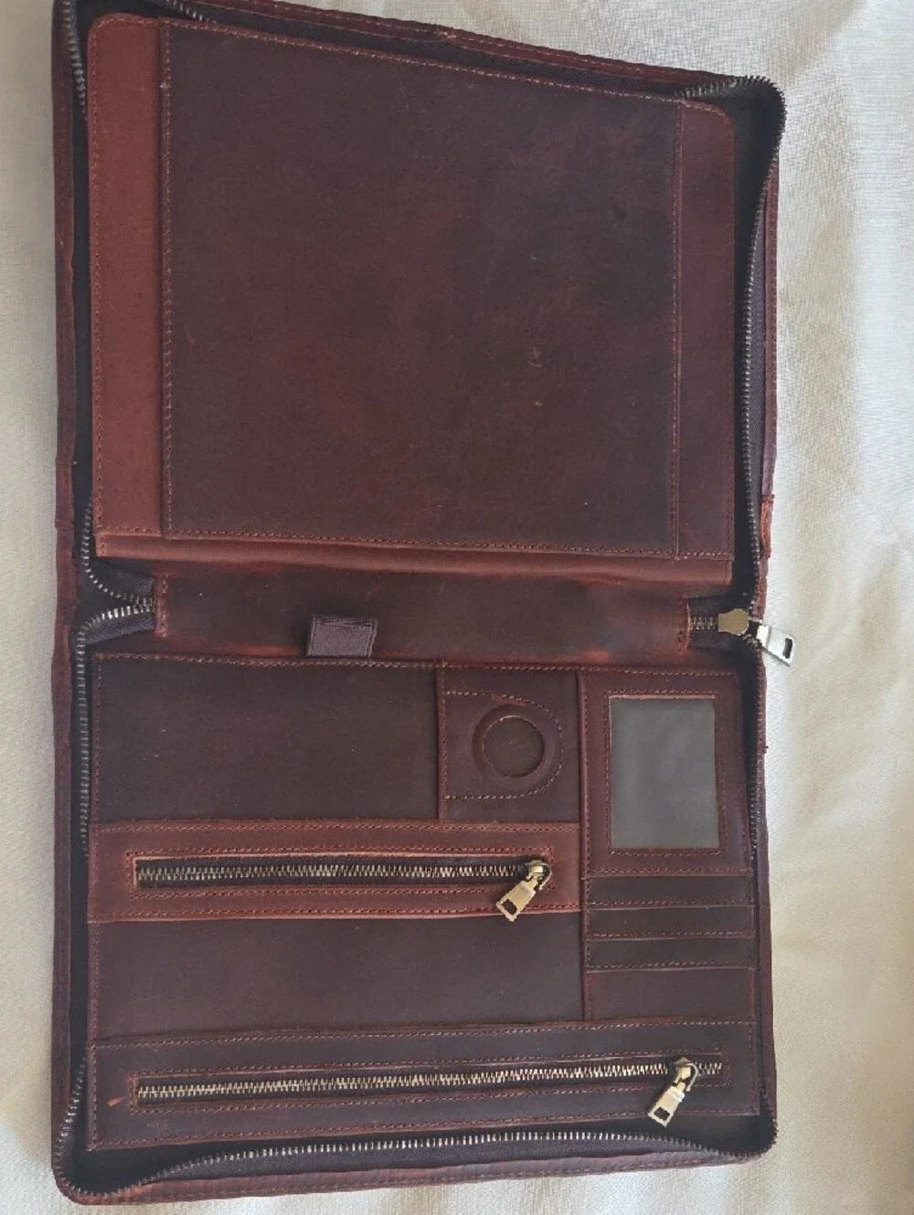 Men's Brown Leather Briefcase Messenger Bag